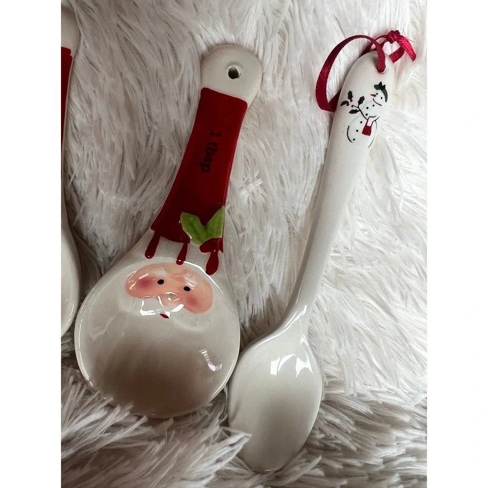 Santa Measuring Spoons Holiday Set Christmas Porcelain Decorative Grandmacore